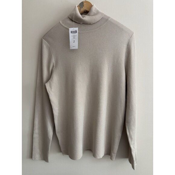 Chico's Beige Birch Long Sleeve Lightweight Ellie Turtleneck Sweater Large NEW - Picture 1 of 9